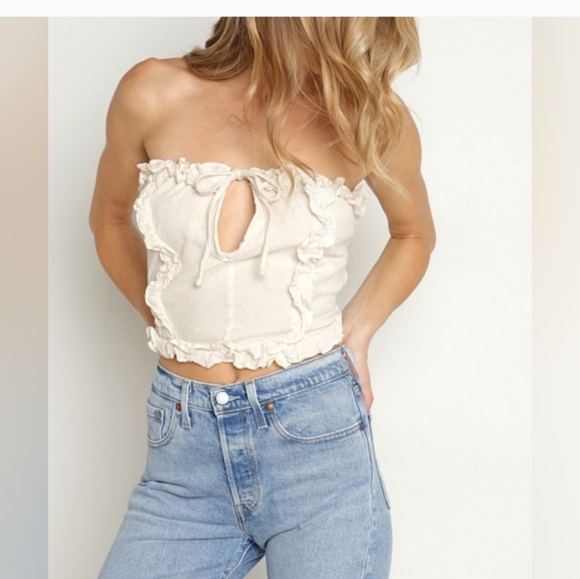 NWT jen's Pirate Booty Black Oak Corset Top in Natural Size S Free People - Picture 3 of 12